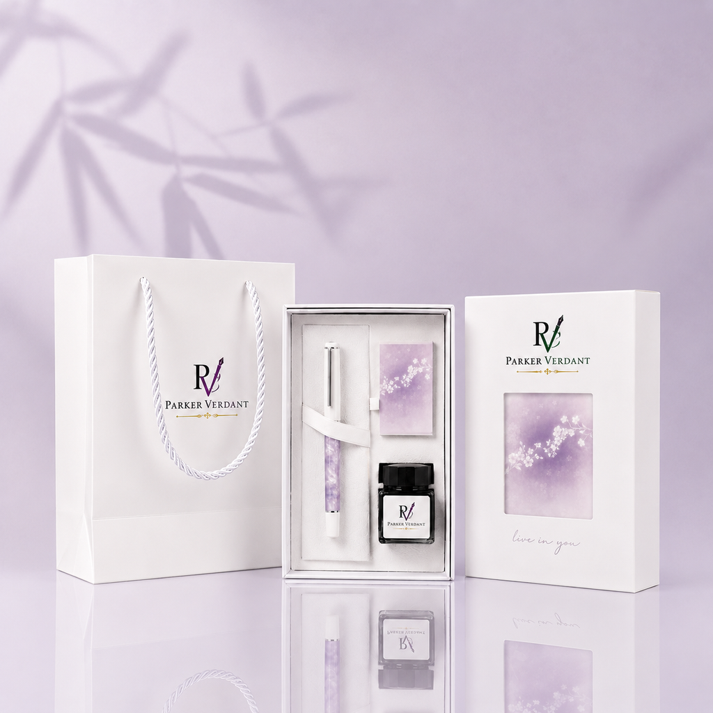 Flower Fountain Pen Gift Set - Purple