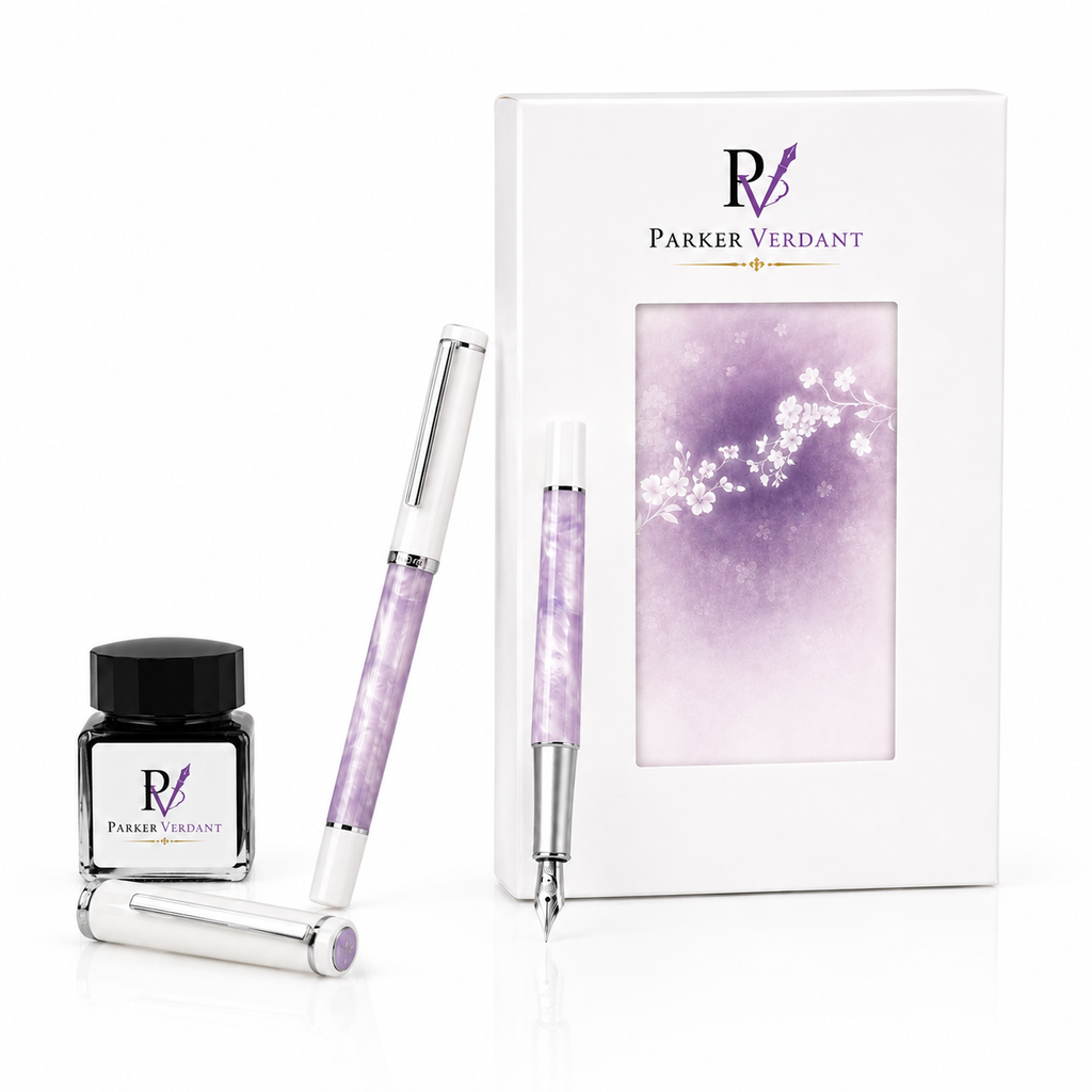 Flower Fountain Pen Gift Set - Purple