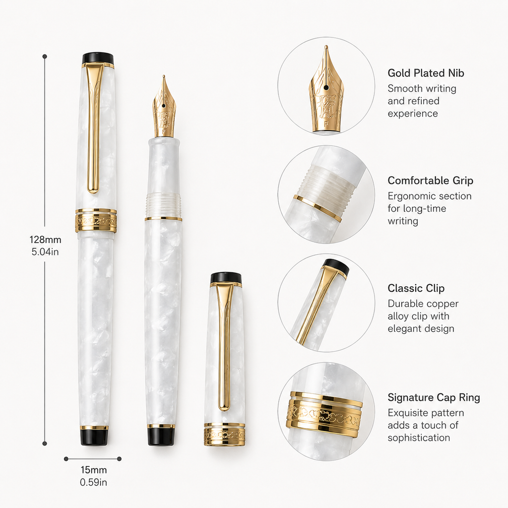 Marble Series Fountain Pen Gift Set - White