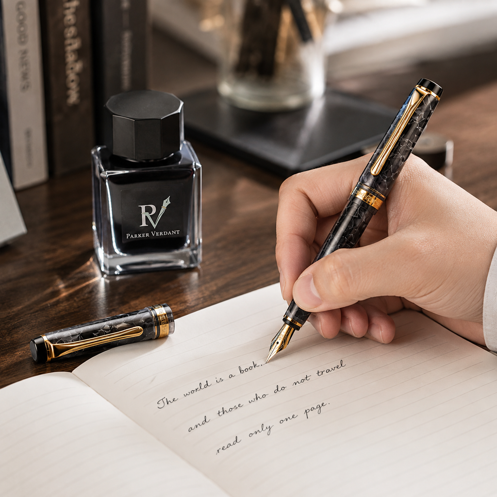 Marble Series Fountain Pen Gift Set - Black