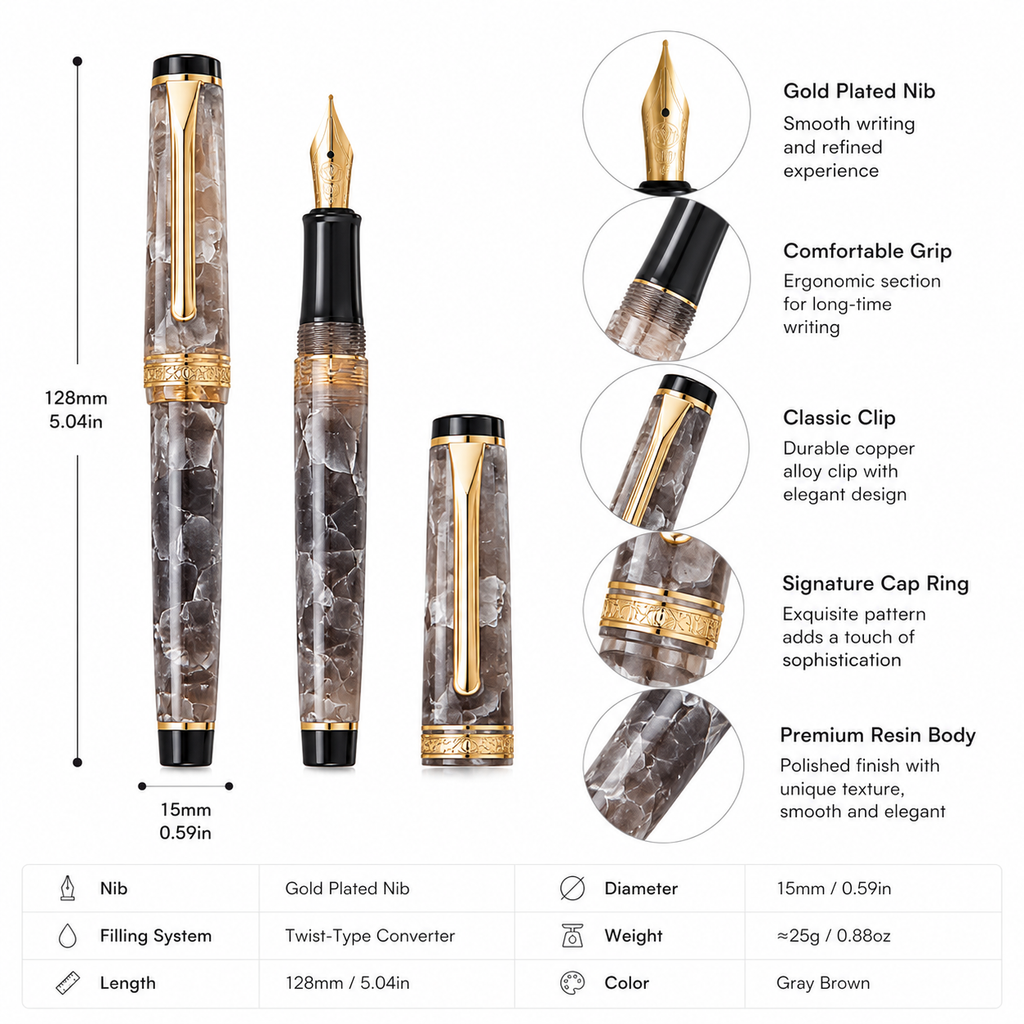Marble Series Fountain Pen Gift Set - Black