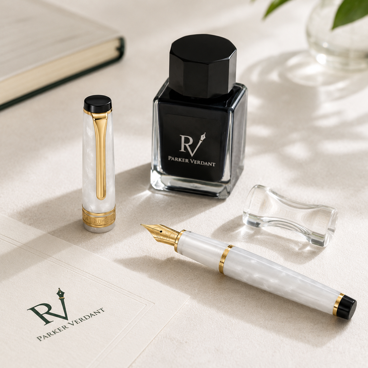 Marble Series Fountain Pen Gift Set - White