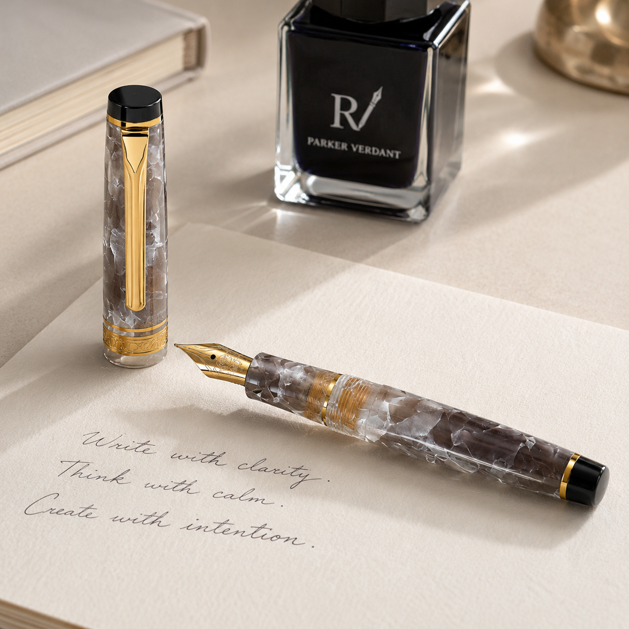 Marble Series Fountain Pen Gift Set - Black