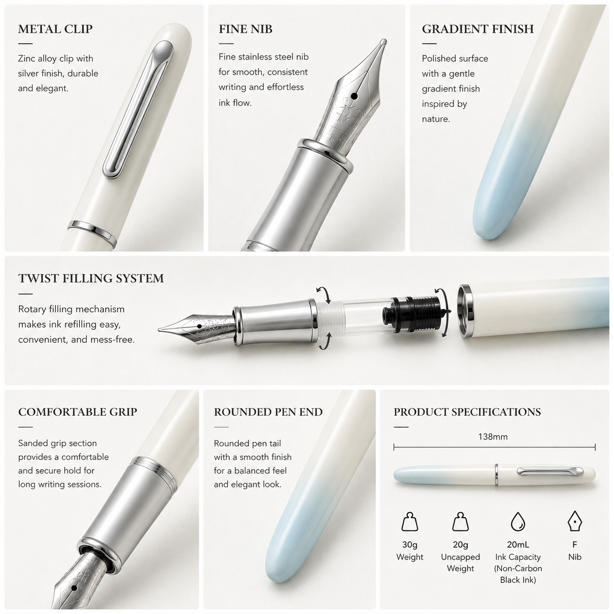 Gradient Series Fountain Pen Gift Set - Blue