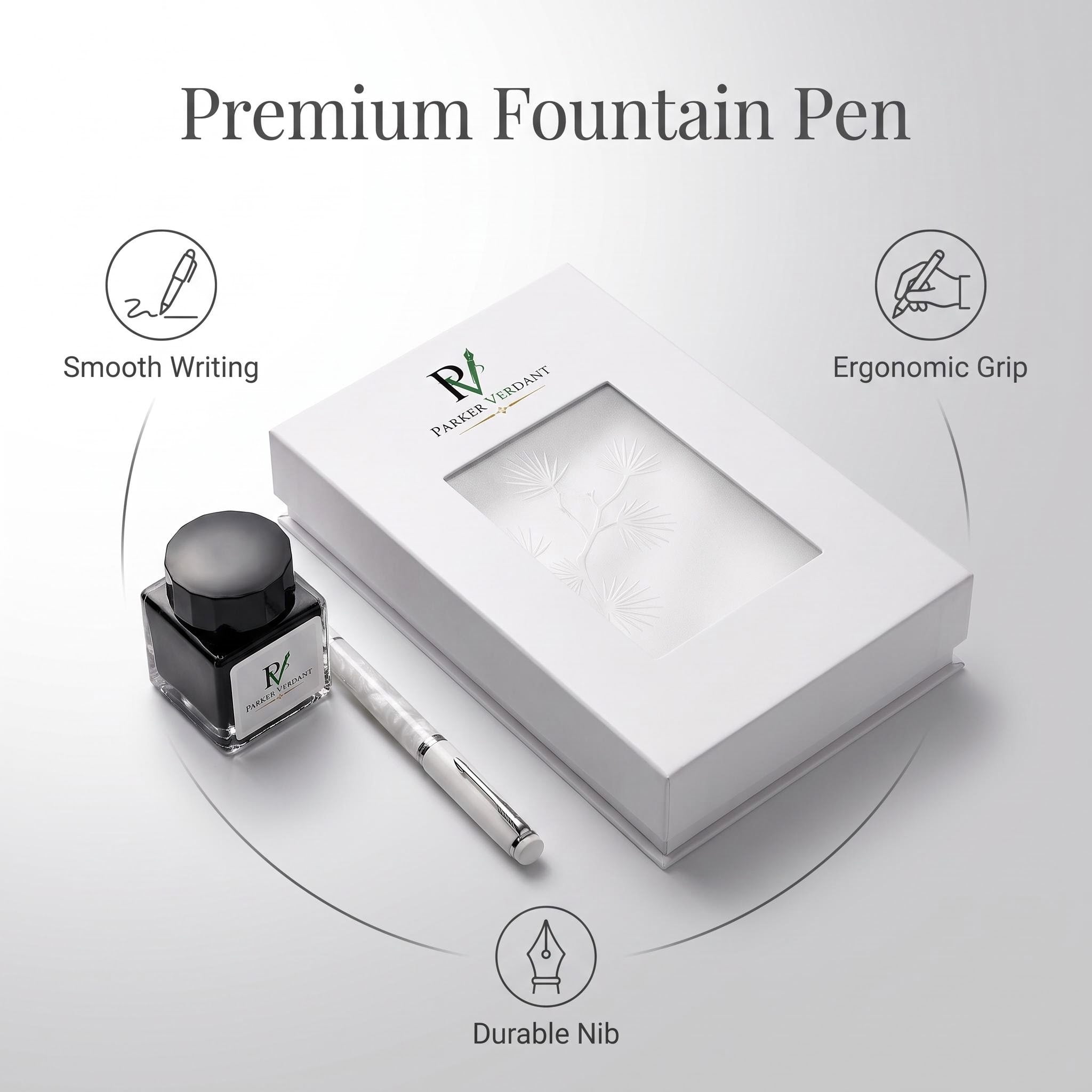 Snow Fountain Pen Gift Set - White